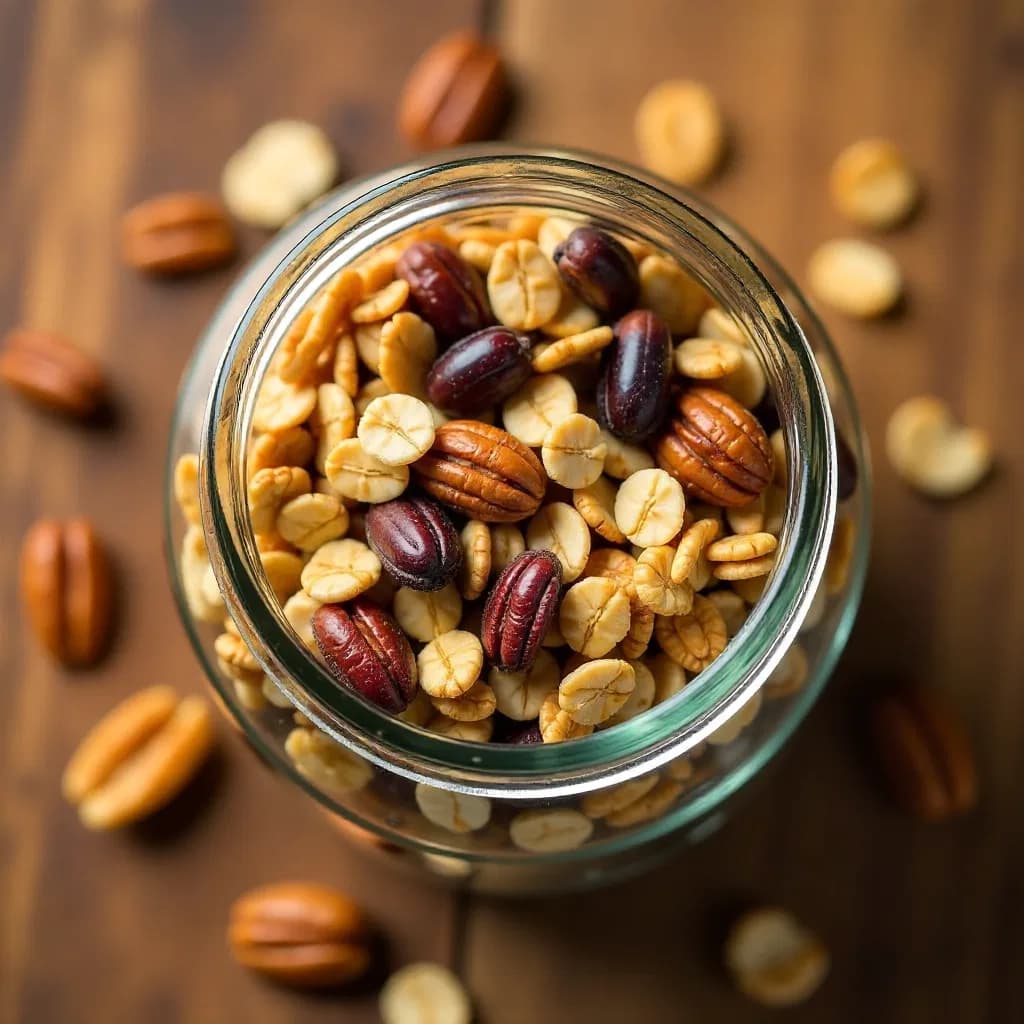 Granola crocantă de casă într-un borcan
