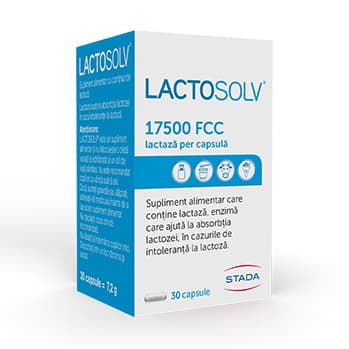 Flacon Lactosolv, supliment alimentar cu lactază
